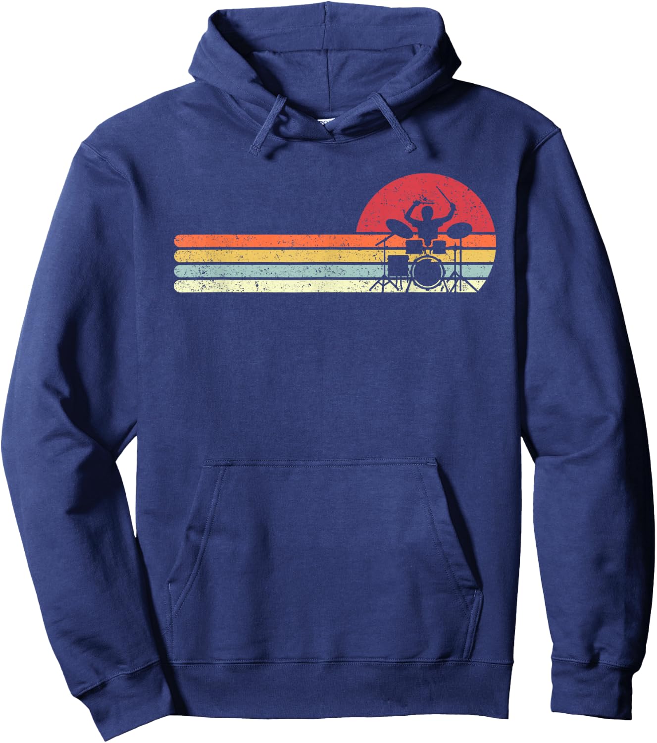 Drummer Shirt. Retro Style Drum Player Hoodie - Hoodie | Navy