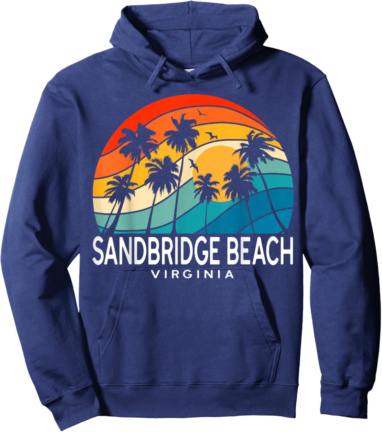 Sandbridge Beach Virginia Palm Tree Tropical Beach Souvenir Hoodie - Hoodie | Navy