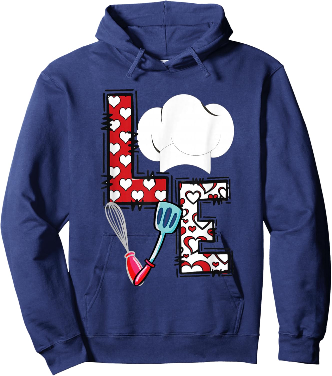 LOVE Lunch Lady Life Chef Cook Food Valentines Day Feb 14th Hoodie - Hoodie | Navy