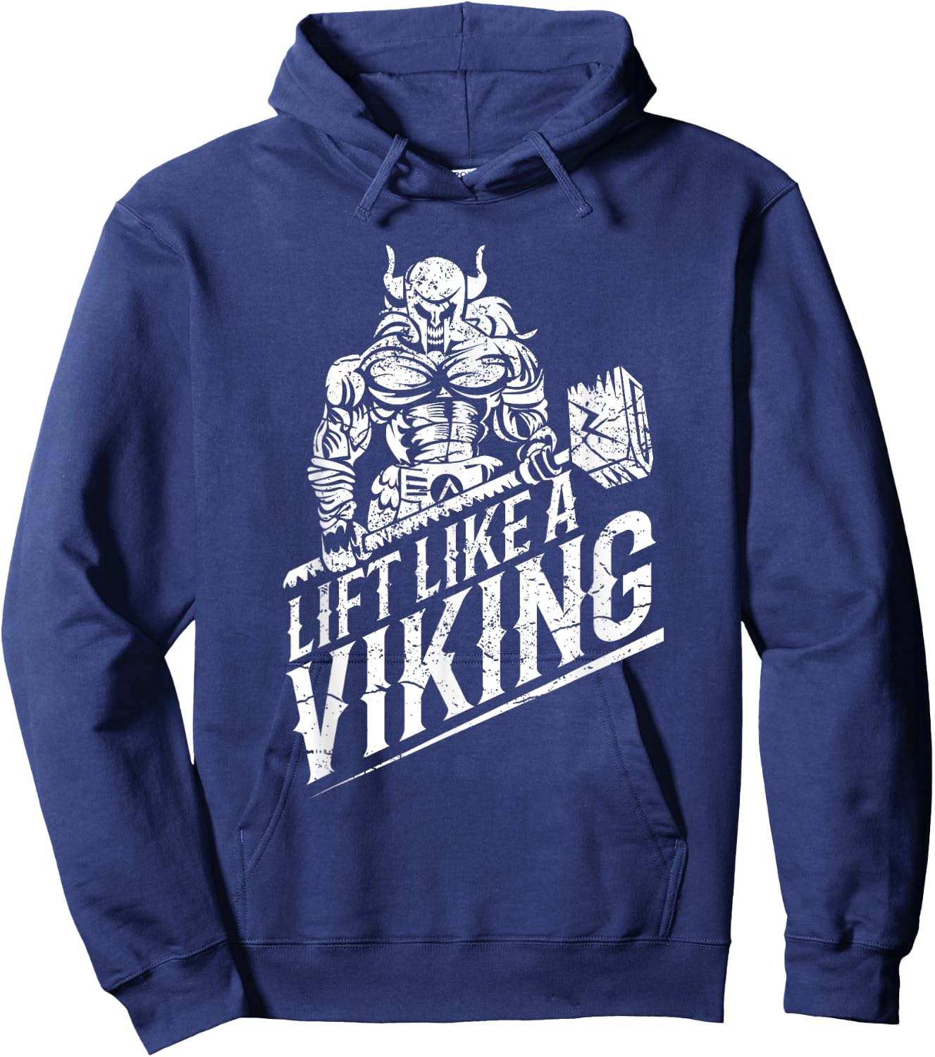 Lift like a Viking Workout Gym Distressed Design Hoodie - Hoodie | Navy