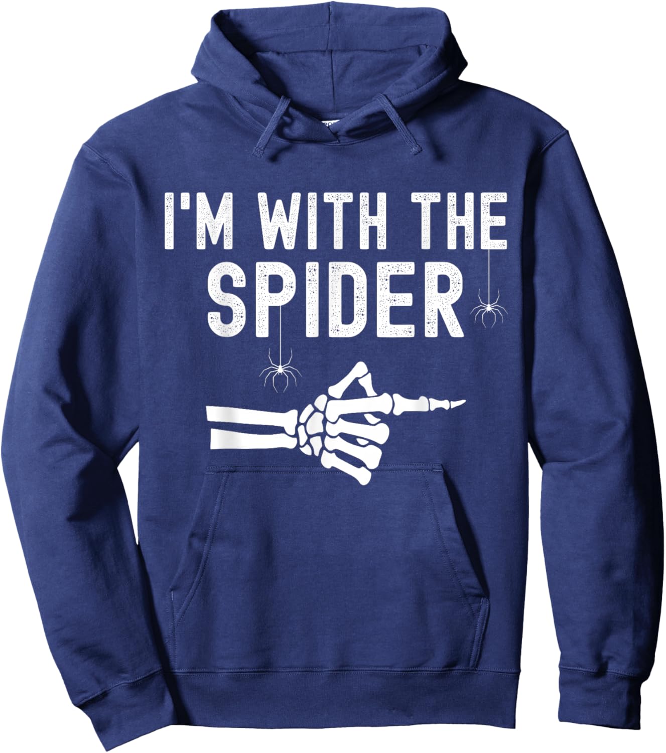 I'm With Spider Funny Skeleton Halloween Couples Matching Hoodie - Hoodie | Navy