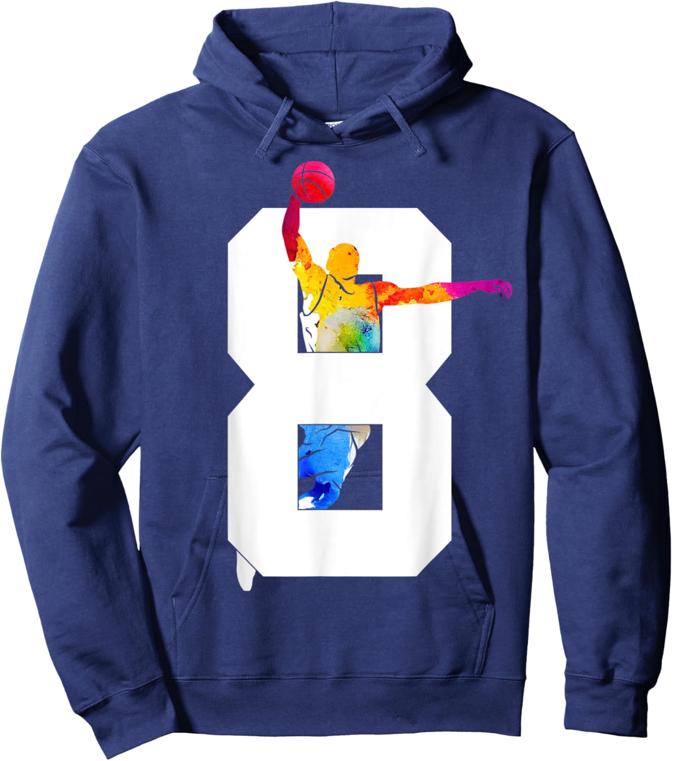 8 Years Basketball 8th Birthday Hoodie - Hoodie | Navy