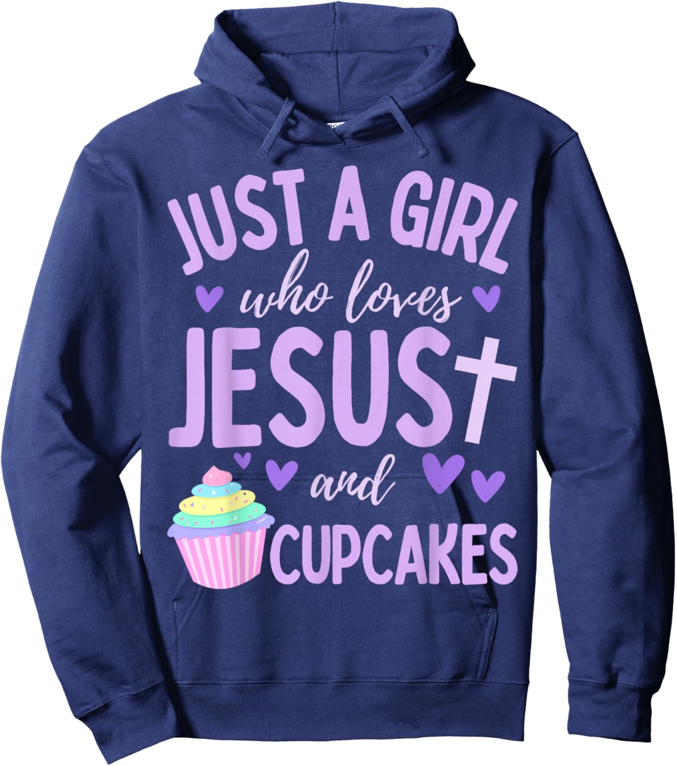 Just A Girl Who Loves Jesus and Cupcakes Christian Funny Hoodie - Hoodie | Navy