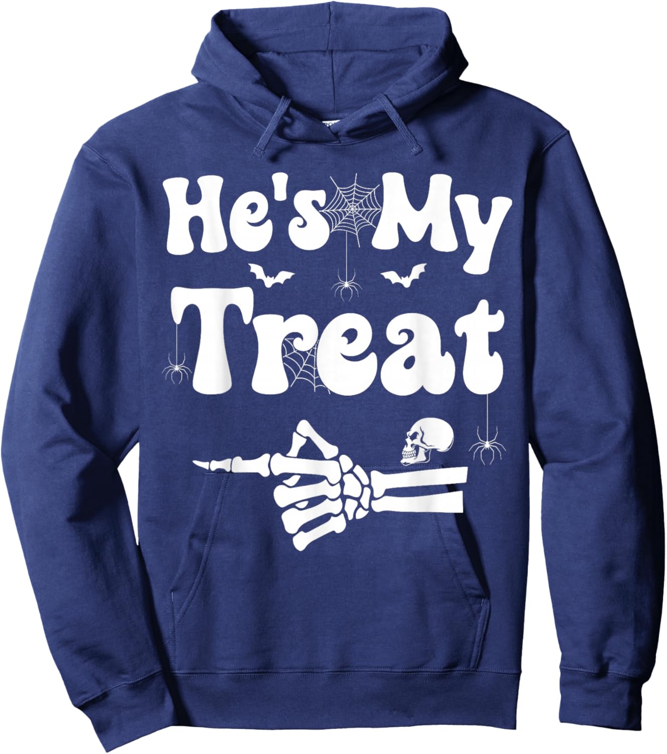 He's My Treat Skeleton Couples Matching Couple Halloween Hoodie - Hoodie | Navy