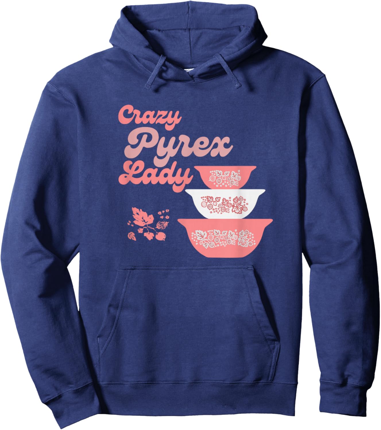 Crazy Pyrex Lady Gooseberry Pyrex Pattern Collector Hoodie - Hoodie | Navy