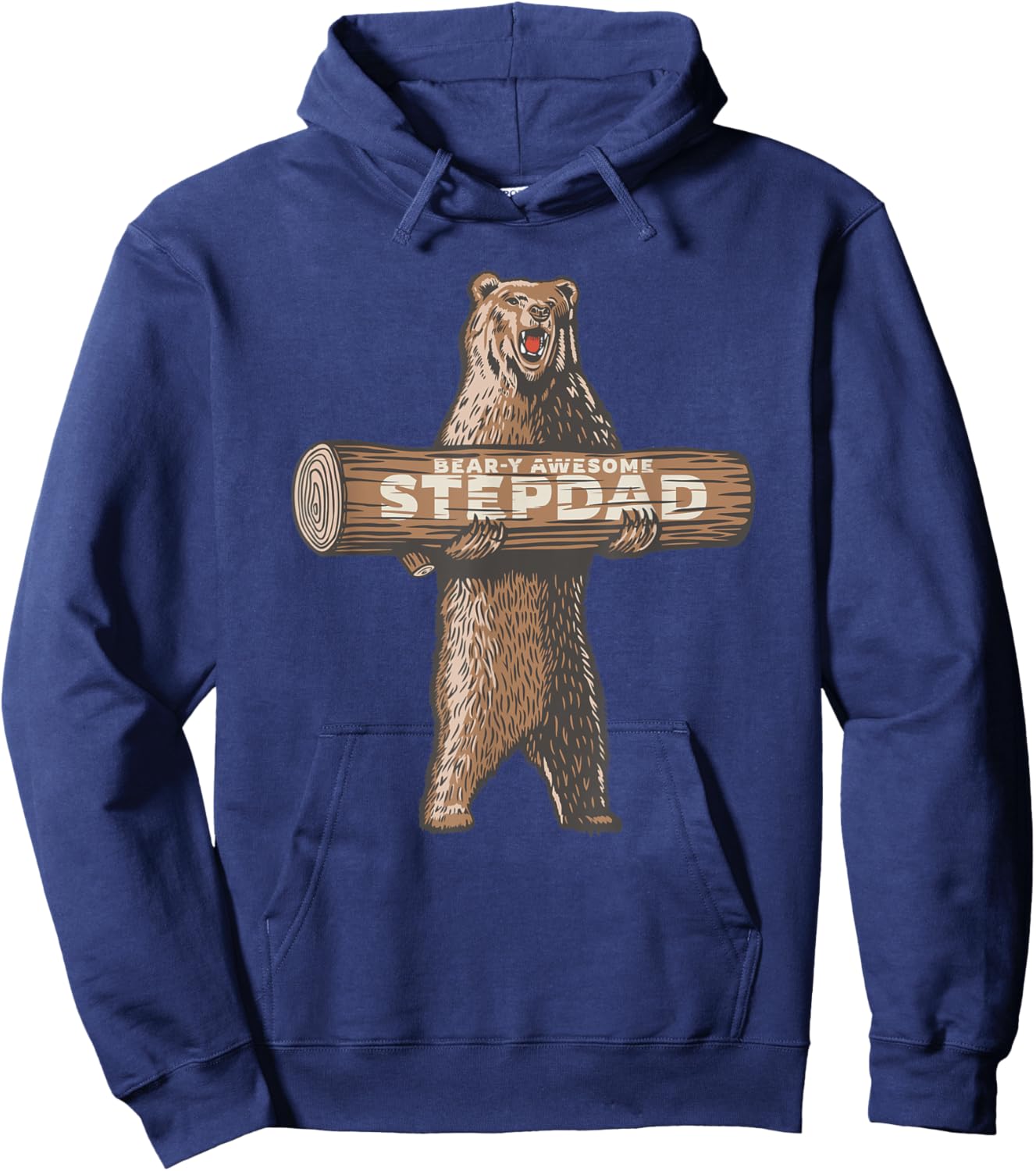 Bear-y Awesome Stepdad Funny Stepfather Saying Hoodie - Hoodie | Navy