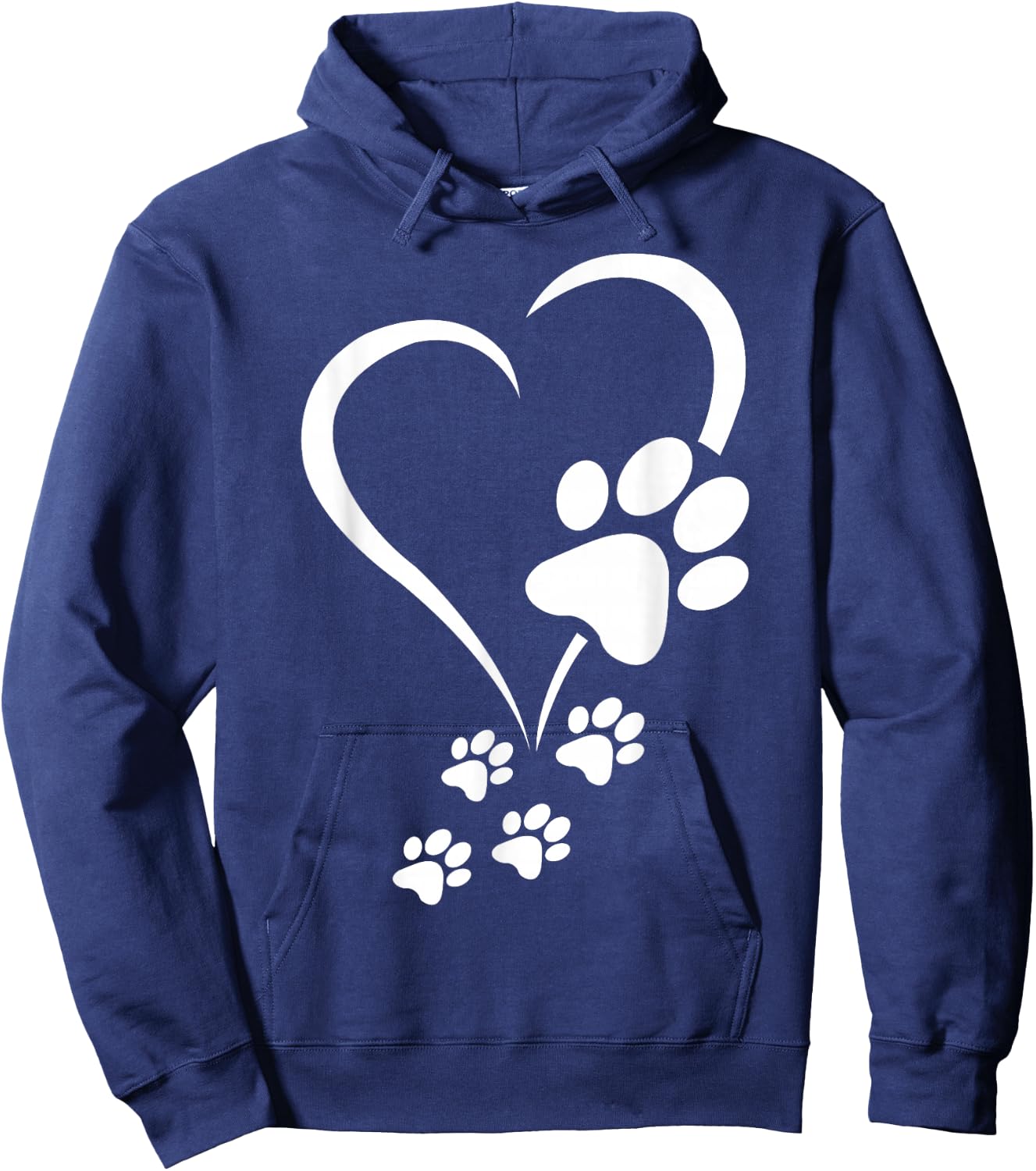 Baby Dogs Heart - Dog Paws Heart Print Hoodie - Hoodie | Navy