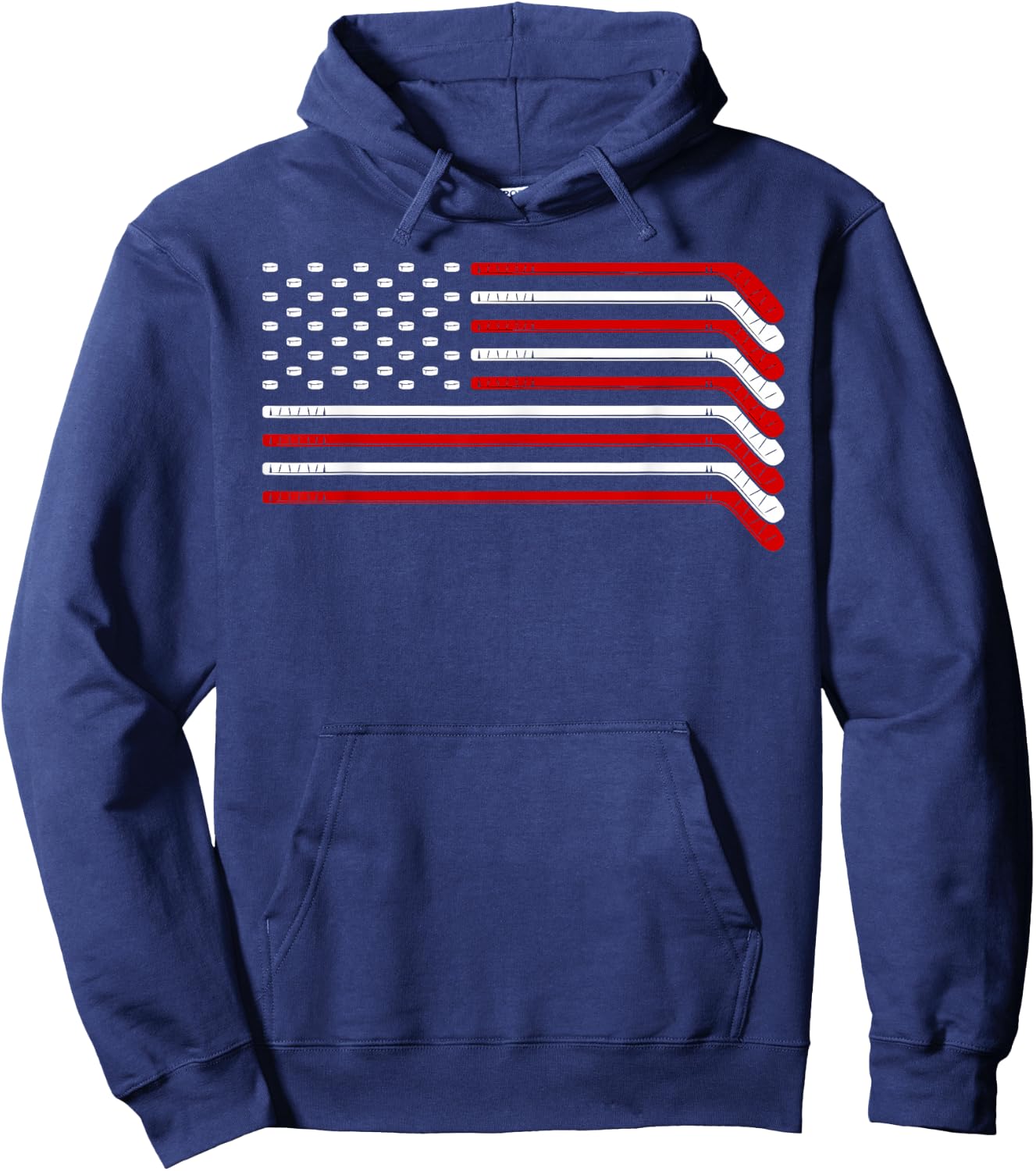 Ice Hockey Goalie Gift USA Flag Hockey Stick Ice Hockey Hoodie - Hoodie | Navy