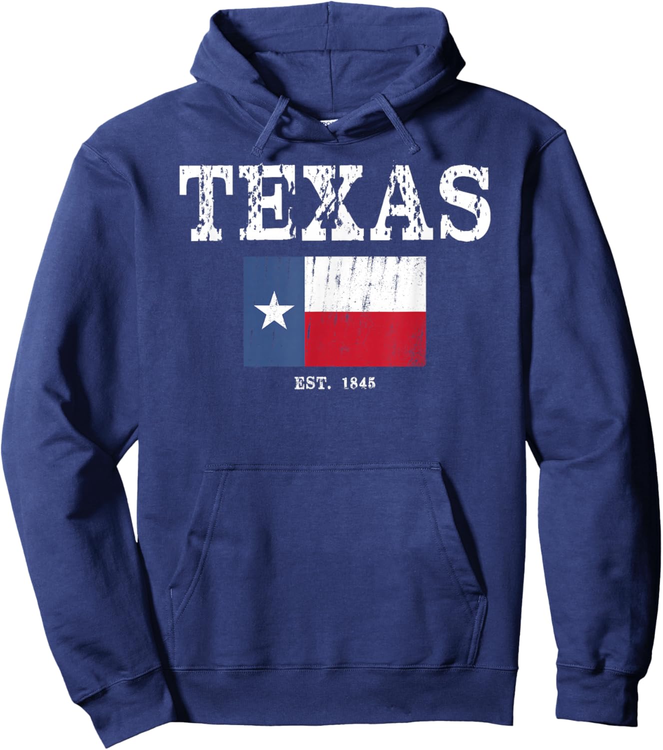 Texas State Map Flag Distressed Hoodie - Hoodie | Navy