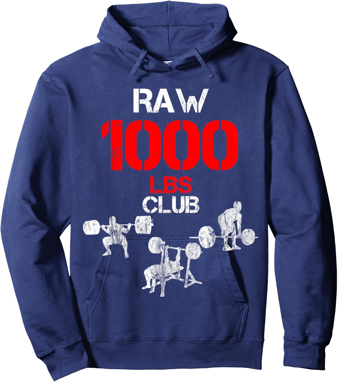 Gym Training FH 1000 Pound Club Member - Men's Adult Black Cotton Polyester Modern Lightweight Classic Fit Short Sleeve Hoodie - Hoodie | Navy