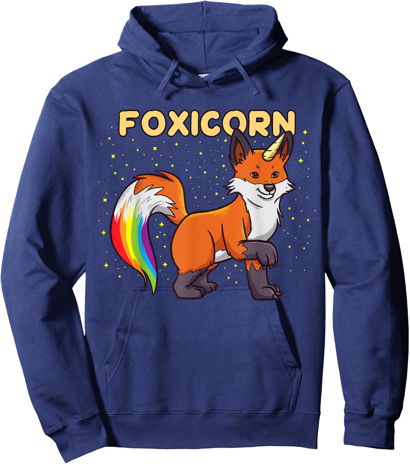 Foxicorn - Magical Kawaii Fox Unicorn Rainbow Animal Hoodie - Hoodie | Navy