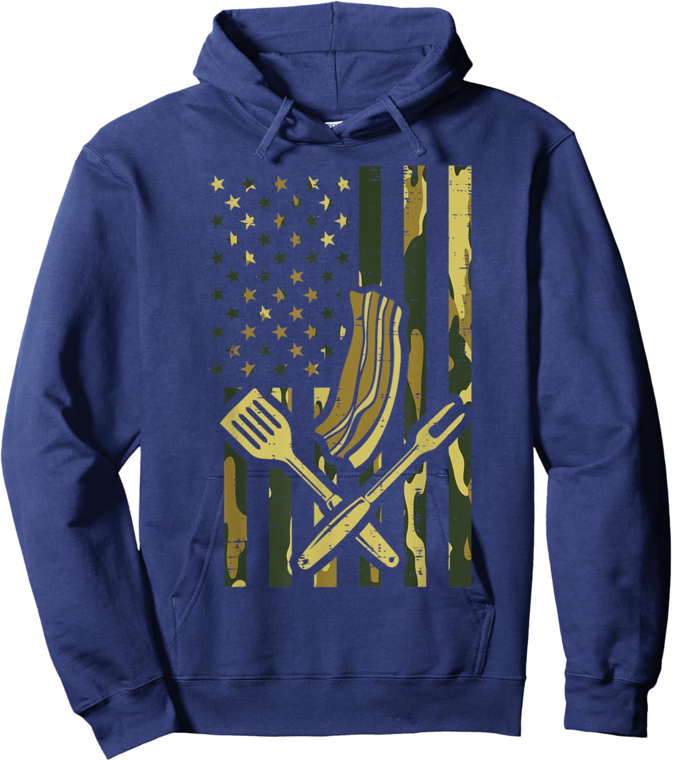 Camo US Flag Bbq Meat Grill Barbecue Patriot Men Women Kids Hoodie - Hoodie | Navy