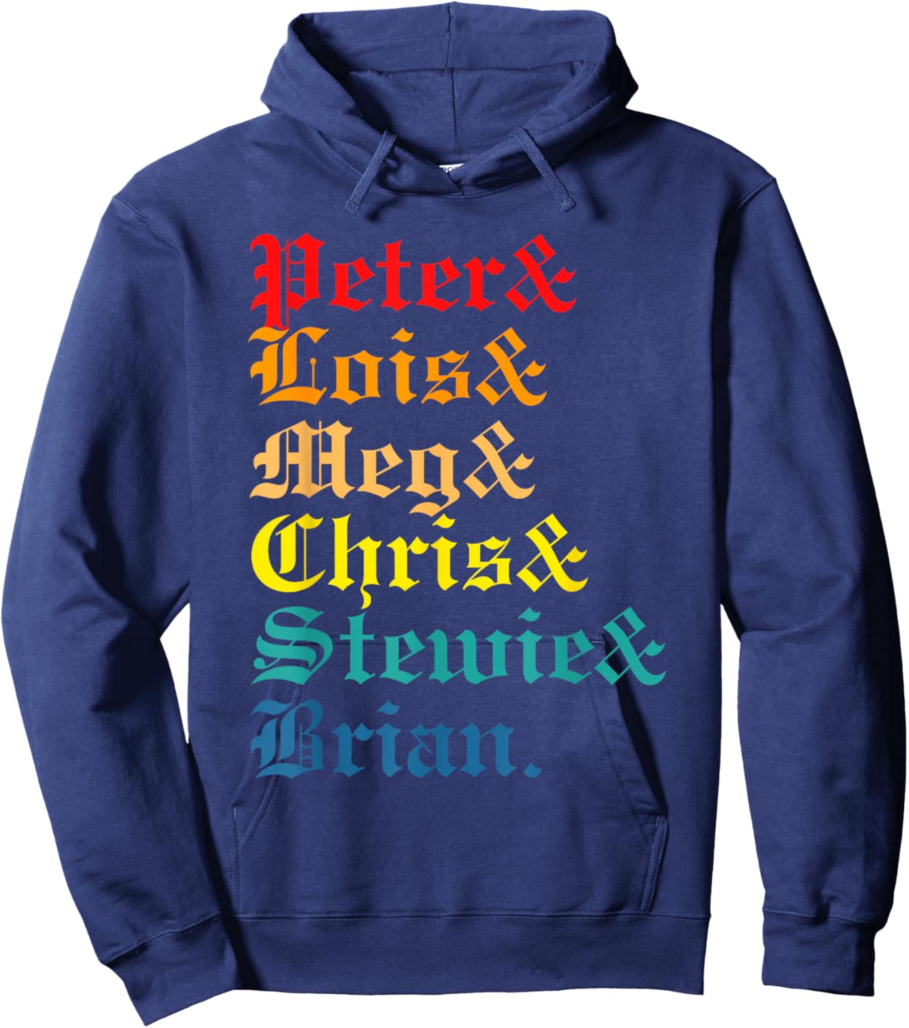 Peter& Lois& Meg& Chris& Stewie& Brian Retro Apparel Hoodie - Hoodie | Navy