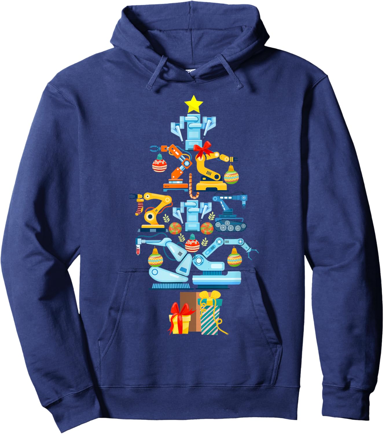 Robot Robotics Engineer Christmas Tree Hoodie - Hoodie | Navy