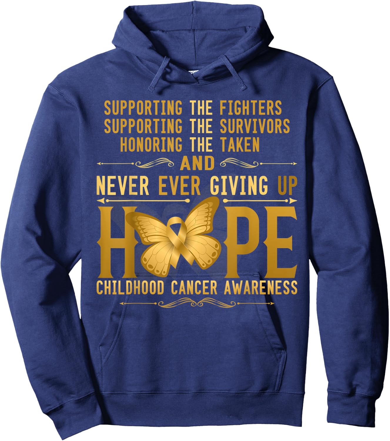 Never giving up Hope childhood cancer awareness Hoodie - Hoodie | Navy