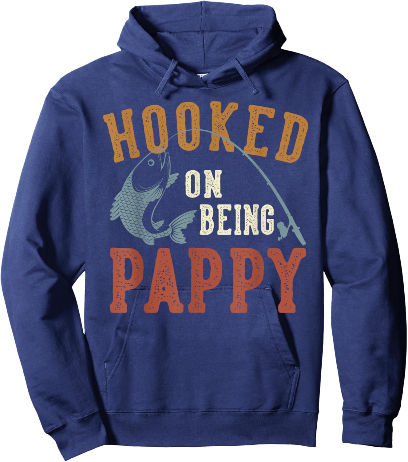 Hooked On Being Pappy Father's Day Fishing Pappy Hoodie - Hoodie | Navy
