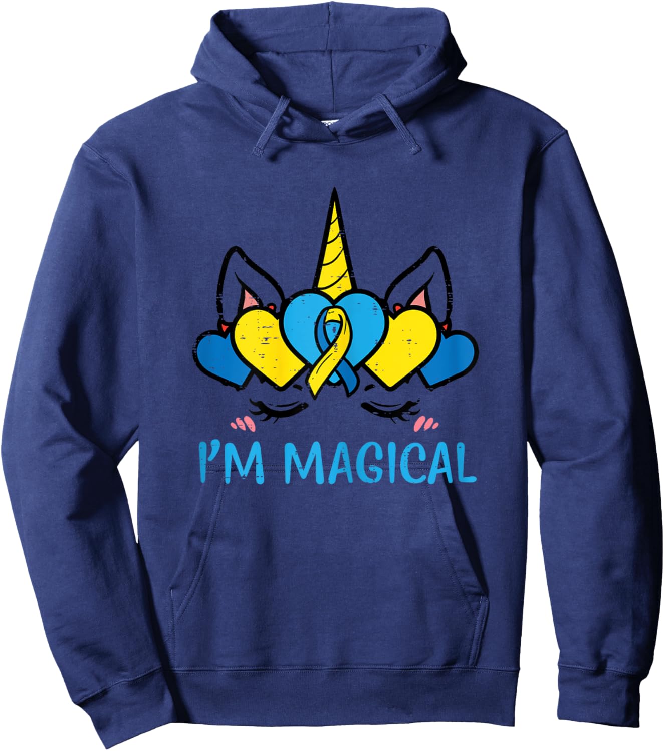 Down Syndrome Unicorn Head Magical Awareness Toddler Girls Hoodie - Hoodie | Navy