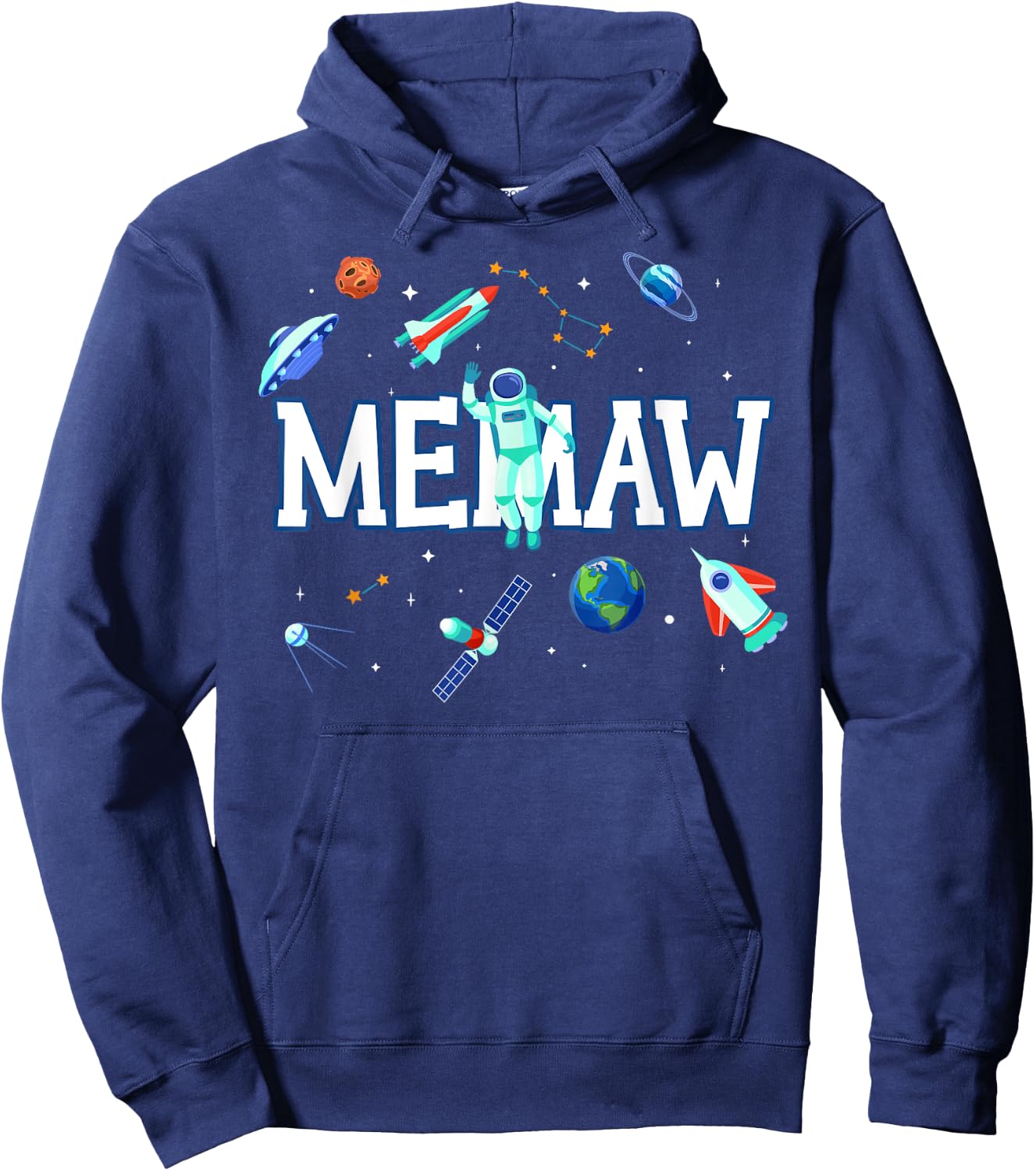 Memaw Astronaut Space Family Matching Birthday Party Hoodie - Hoodie | Navy