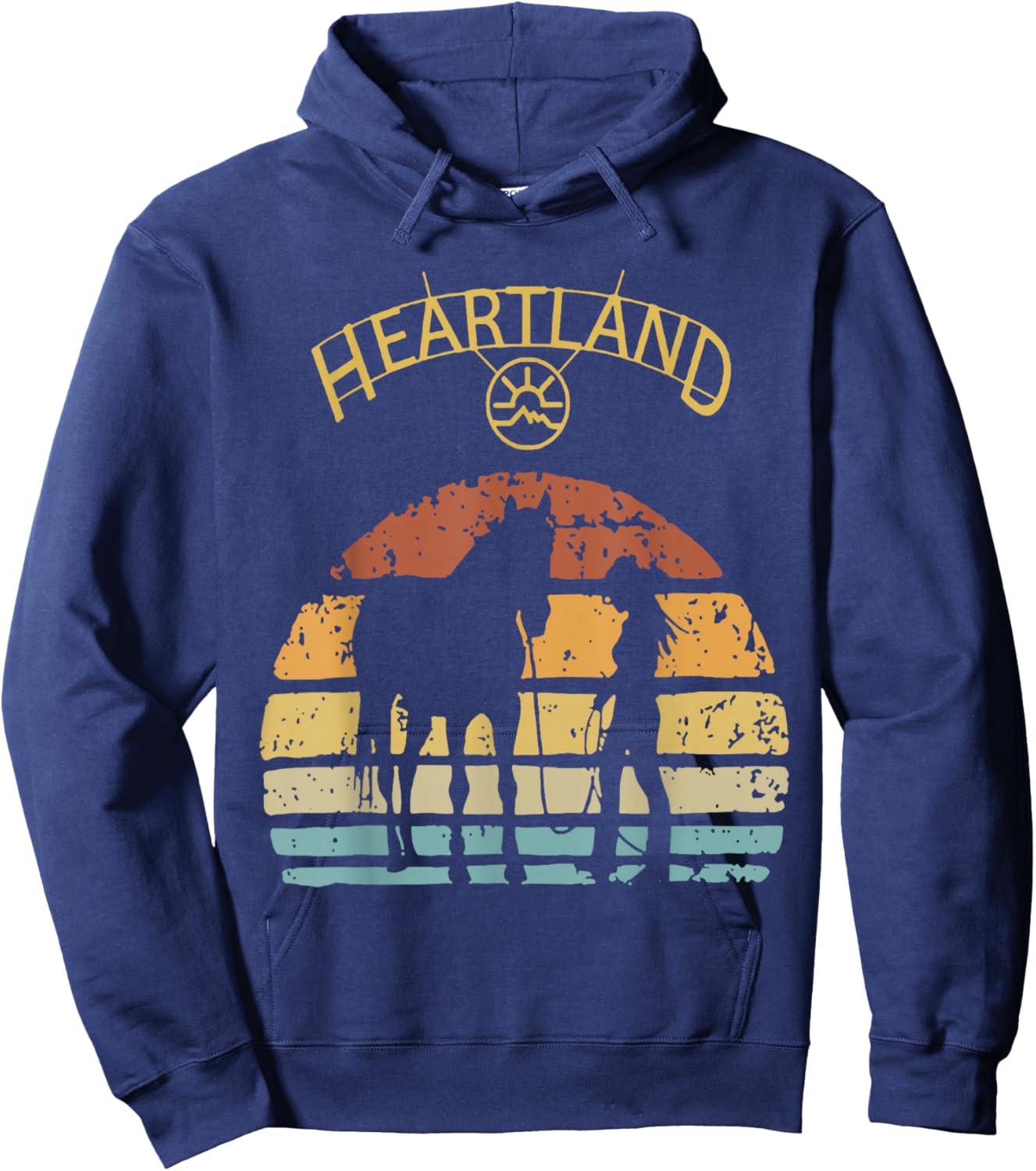 Heartland Retro Vintage Sunset Hoodie - Hoodie | Navy