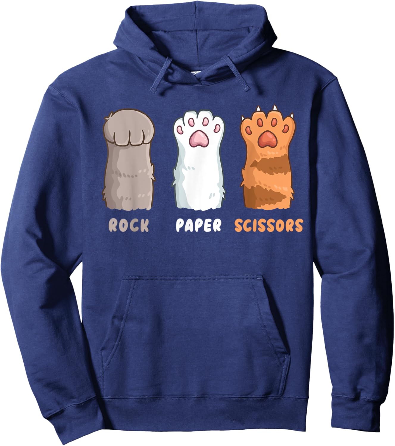 Cat Lover Cat Owner Funny Cat Rock Paper Scissors Women Girls Kids Hoodie - Hoodie | Navy