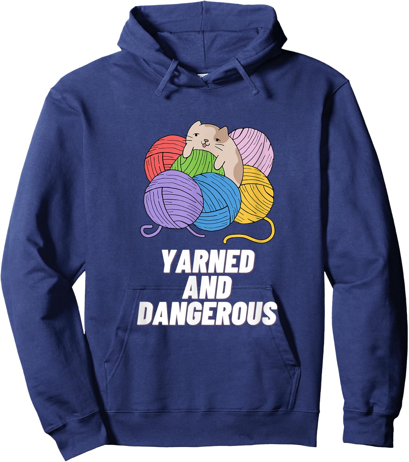 Yarned And Dangerous Funny Sewer Design Sewing Pun Sew Lover Hoodie - Hoodie | Navy