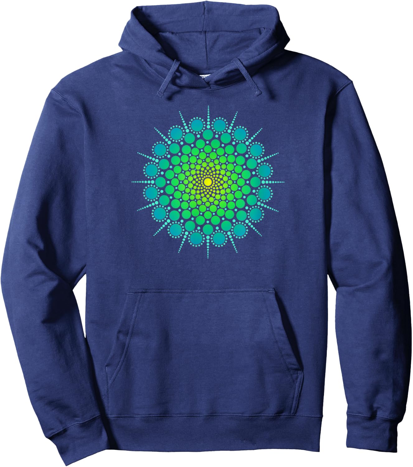 Zen Yoga Meditation Mehndi Dot Mandala Turquoise Blue Green Hoodie - Hoodie | Navy