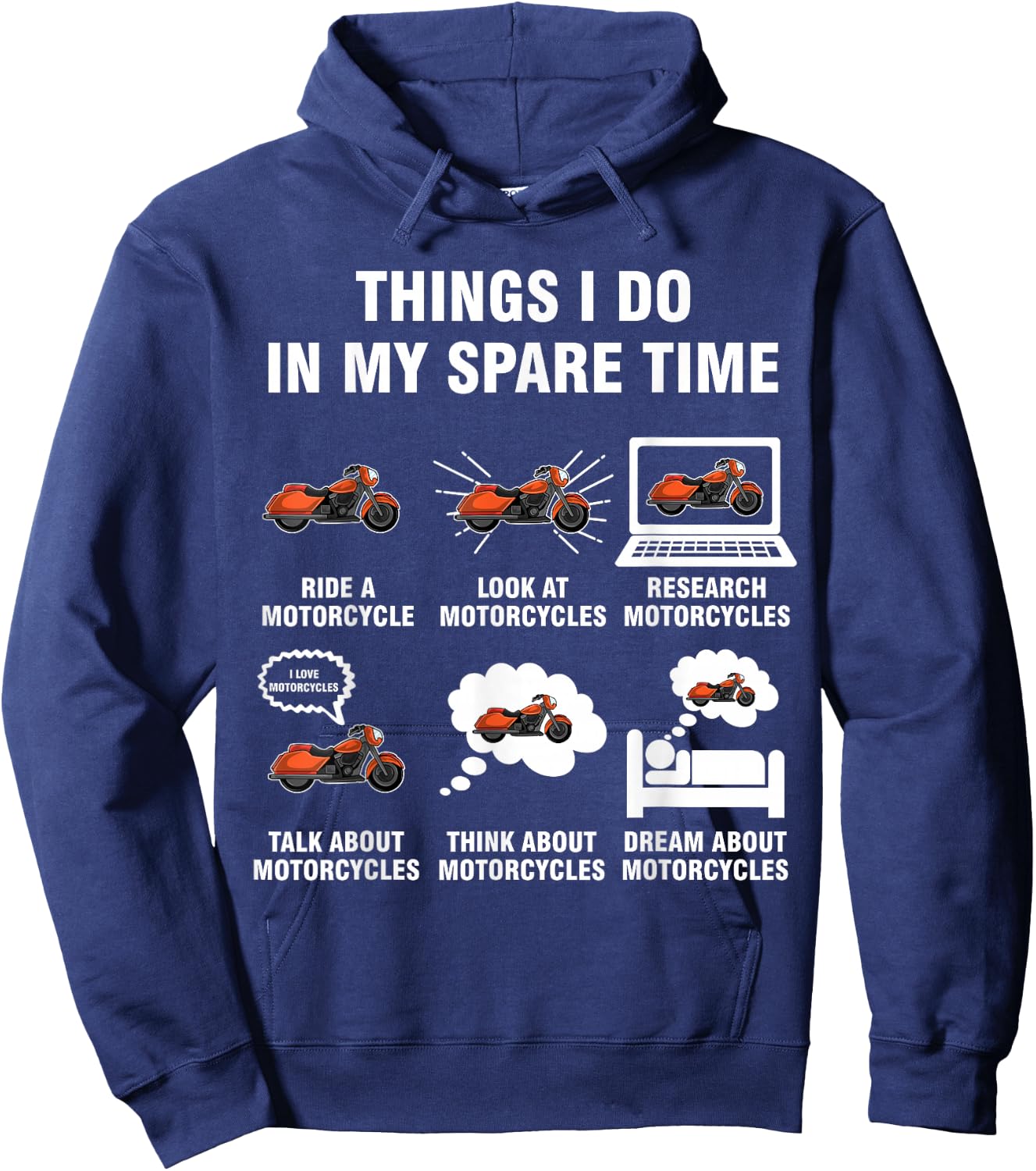 6 Things I Do In My Spare Time - Motorcycles Hoodie - Hoodie | Navy