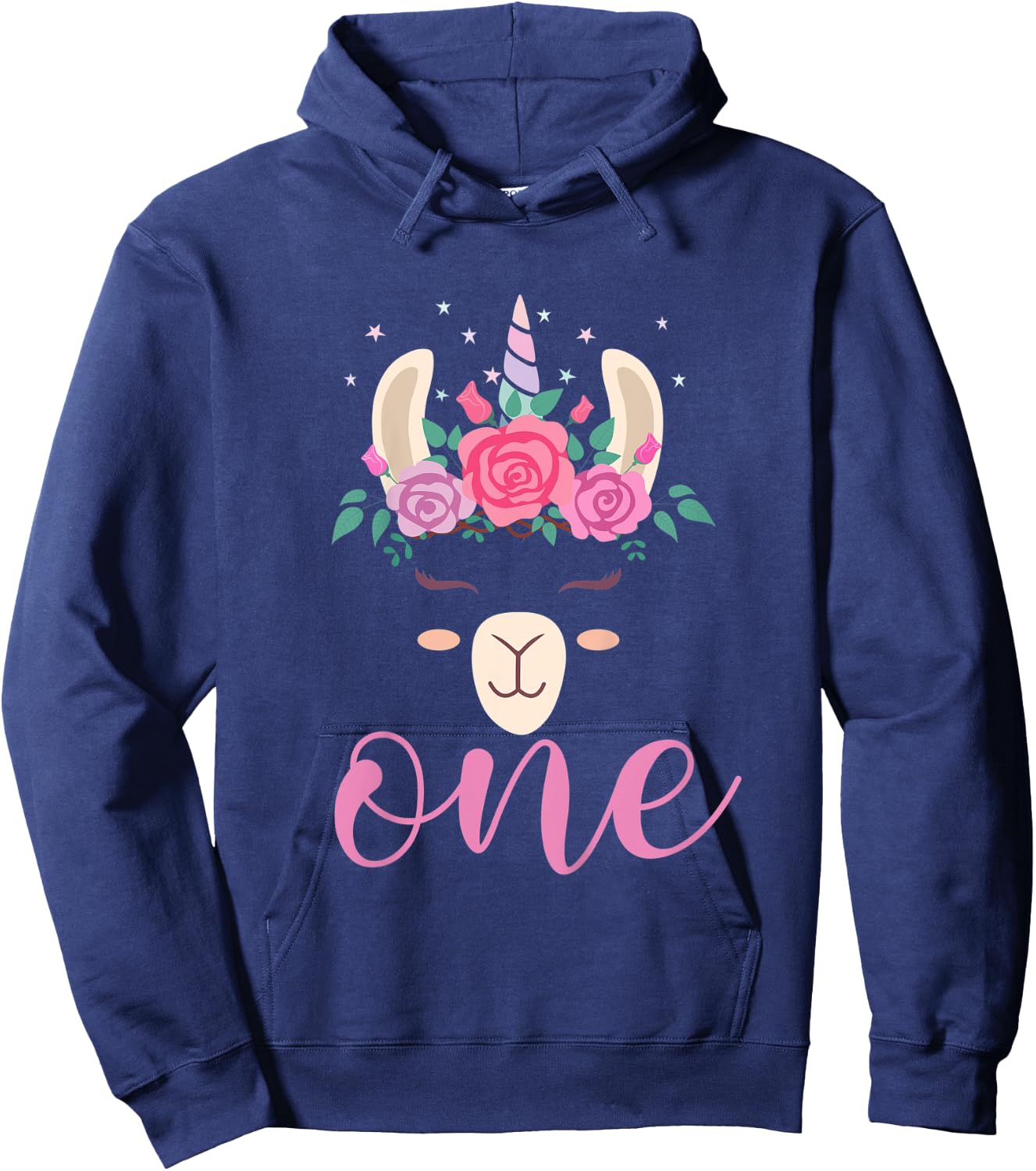 Kids 1 year Old Llamacorn Birthday Party Llama Unicorn 1st Gift Hoodie - Hoodie | Navy