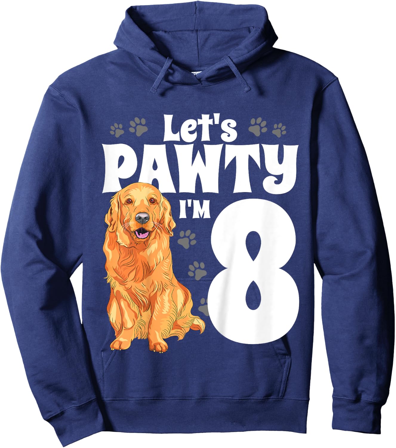 8 Year Old Golden Retriever Dog Birthday Pawty Dogs 8th Gift Girls Kids Hoodie - Hoodie | Navy
