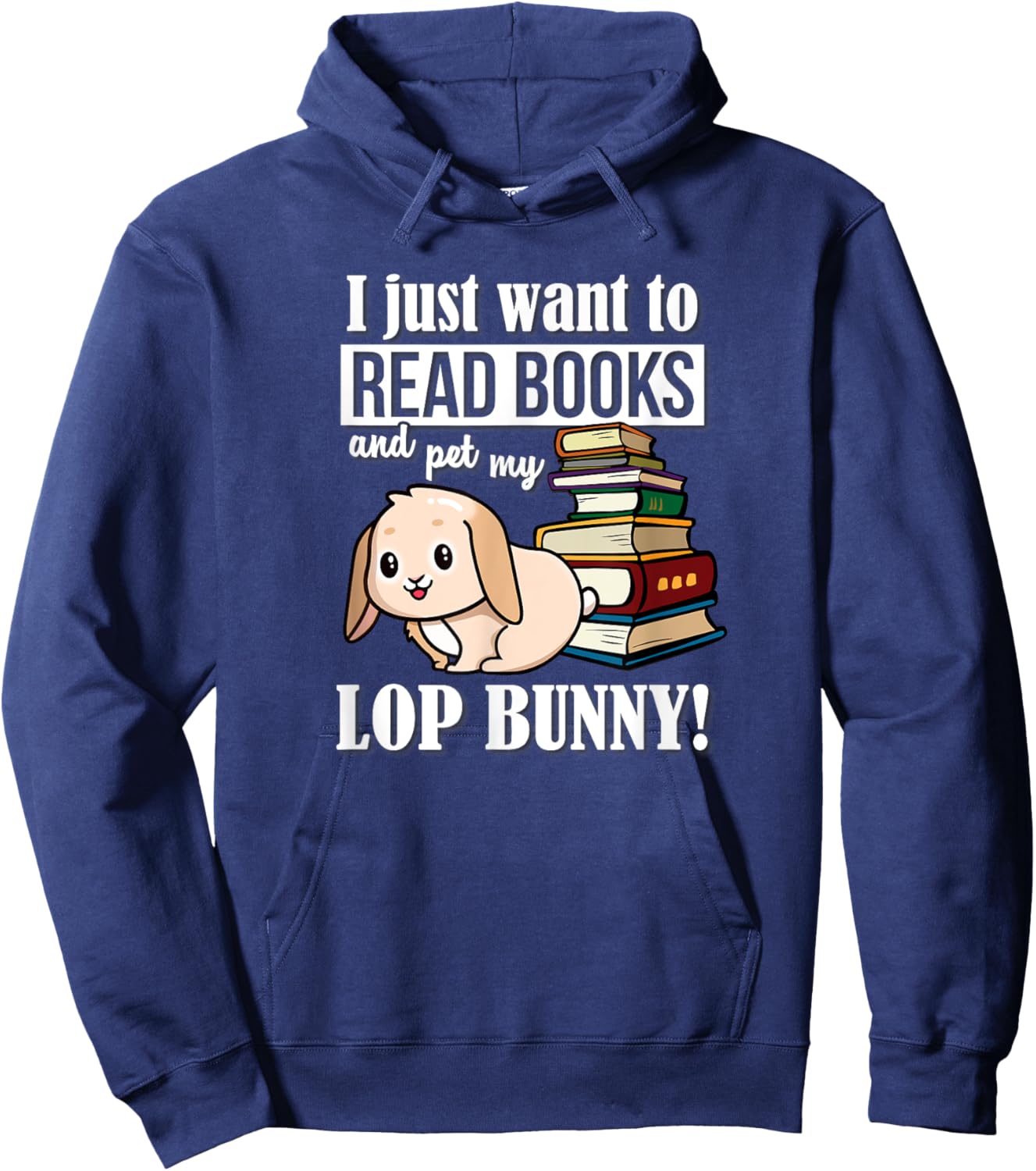 Read Books Mini Holland Lop Bunny Rabbit Lover Hoodie - Hoodie | Navy