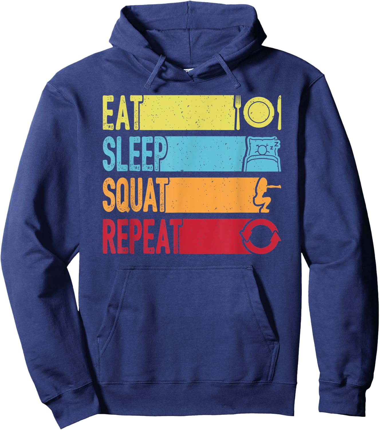 Daily Workout Gift Vintage Eat Sleep Squat Repeat Gym Hoodie - Hoodie | Navy