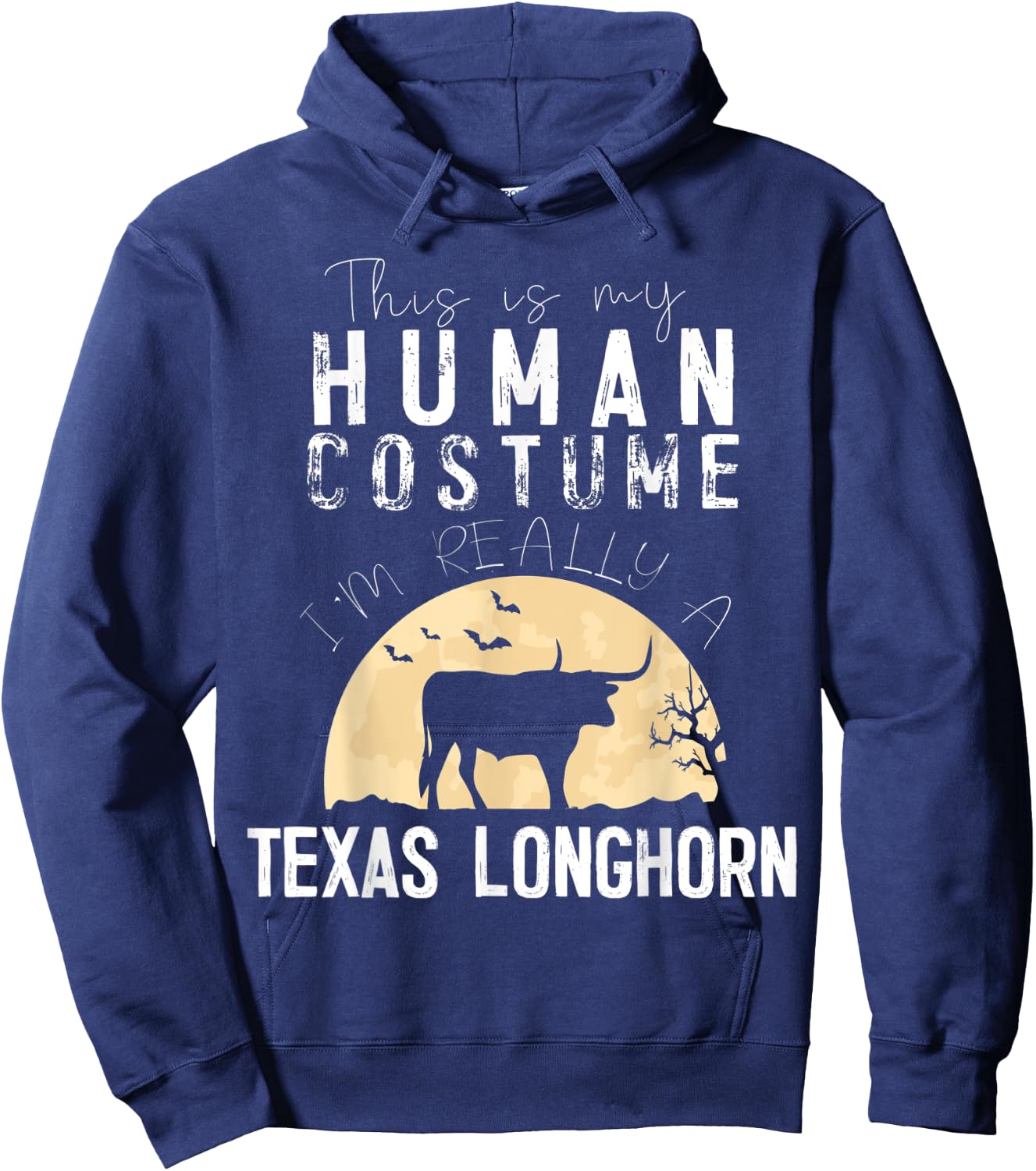Halloween Human Costume Texas Longhorn Creepy Horror Hoodie - Hoodie | Navy