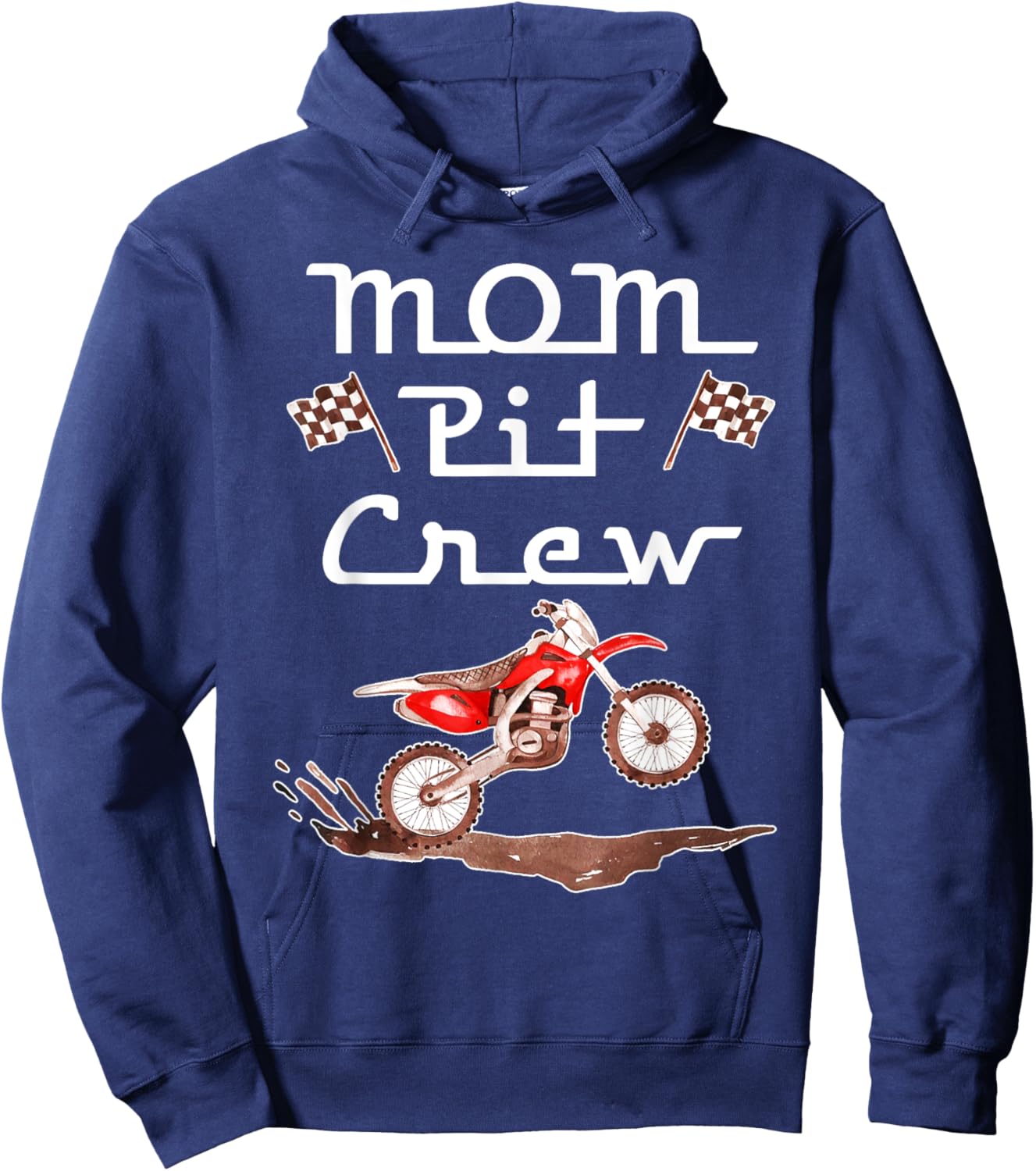 Dirt Bike Birthday Party Racing Family Mom Pit Crew Hoodie - Hoodie | Navy