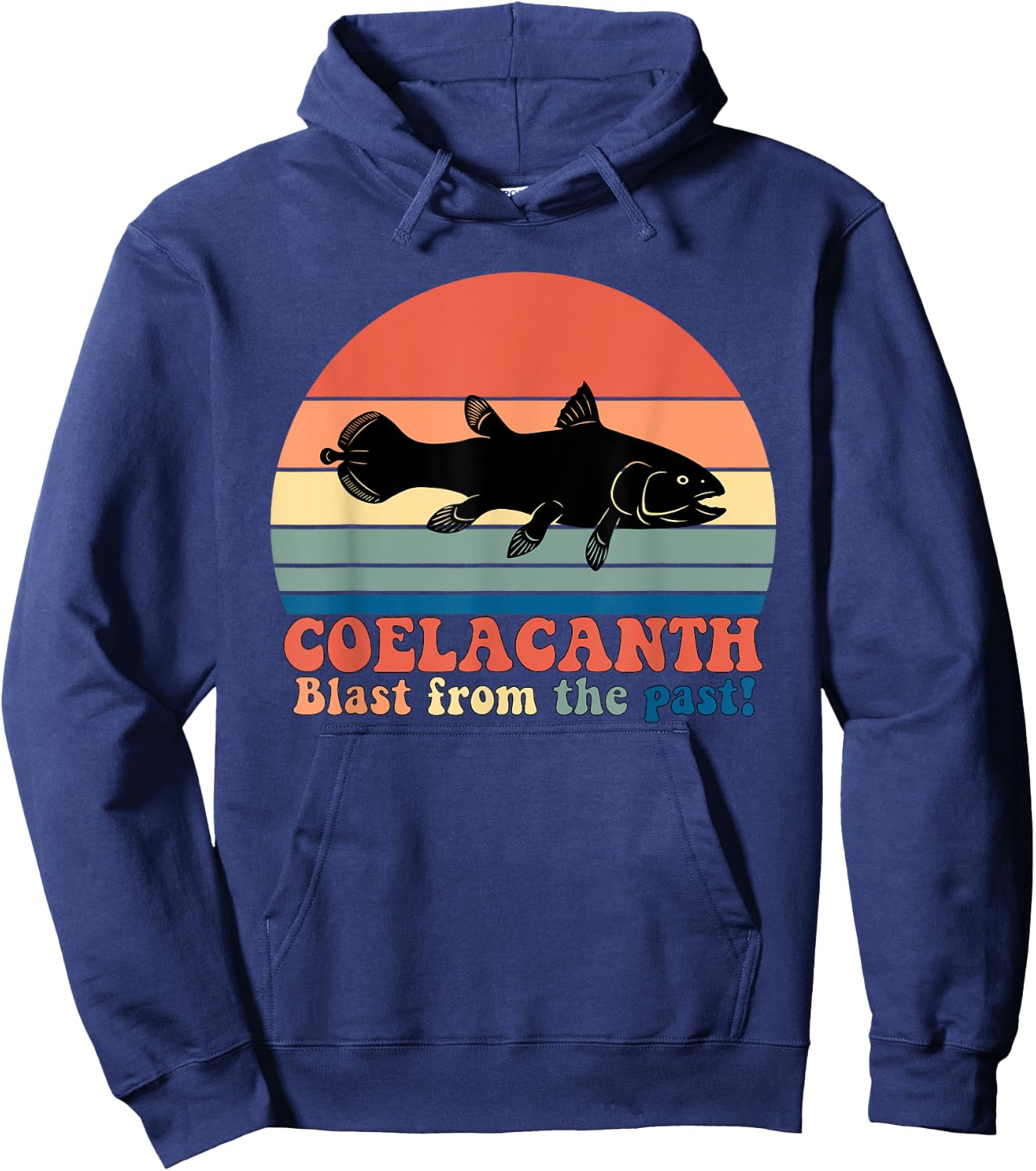 Vintage Retro Coelacanth Silhouette Sunset Design Hoodie - Hoodie | Navy