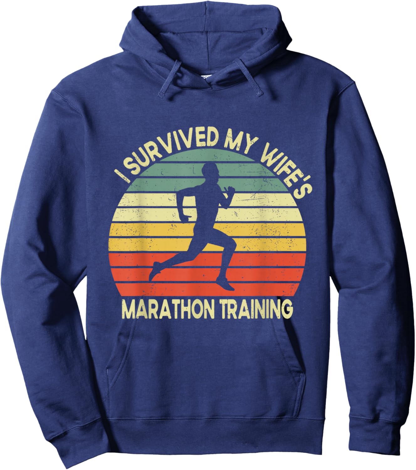 I Survived My Wife's Marathon Training Half Marathon Husband Hoodie - Hoodie | Navy