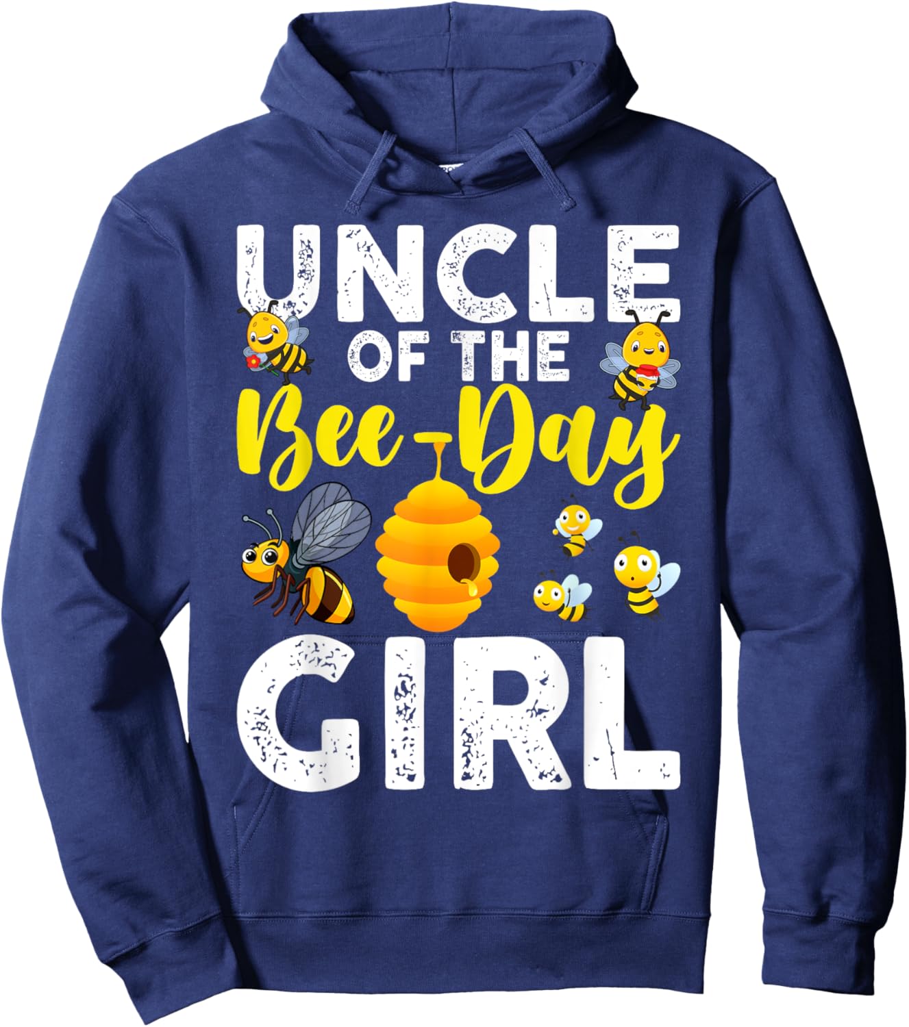 Uncle of the Bee-Day Girl Bee Birthday Party Matching Family Hoodie - Hoodie | Navy