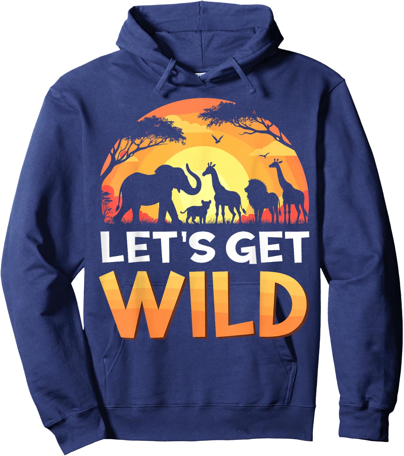 Let's Get Wild Zoo Animals Sunset Wildlife Matching Safari Hoodie - Hoodie | Navy