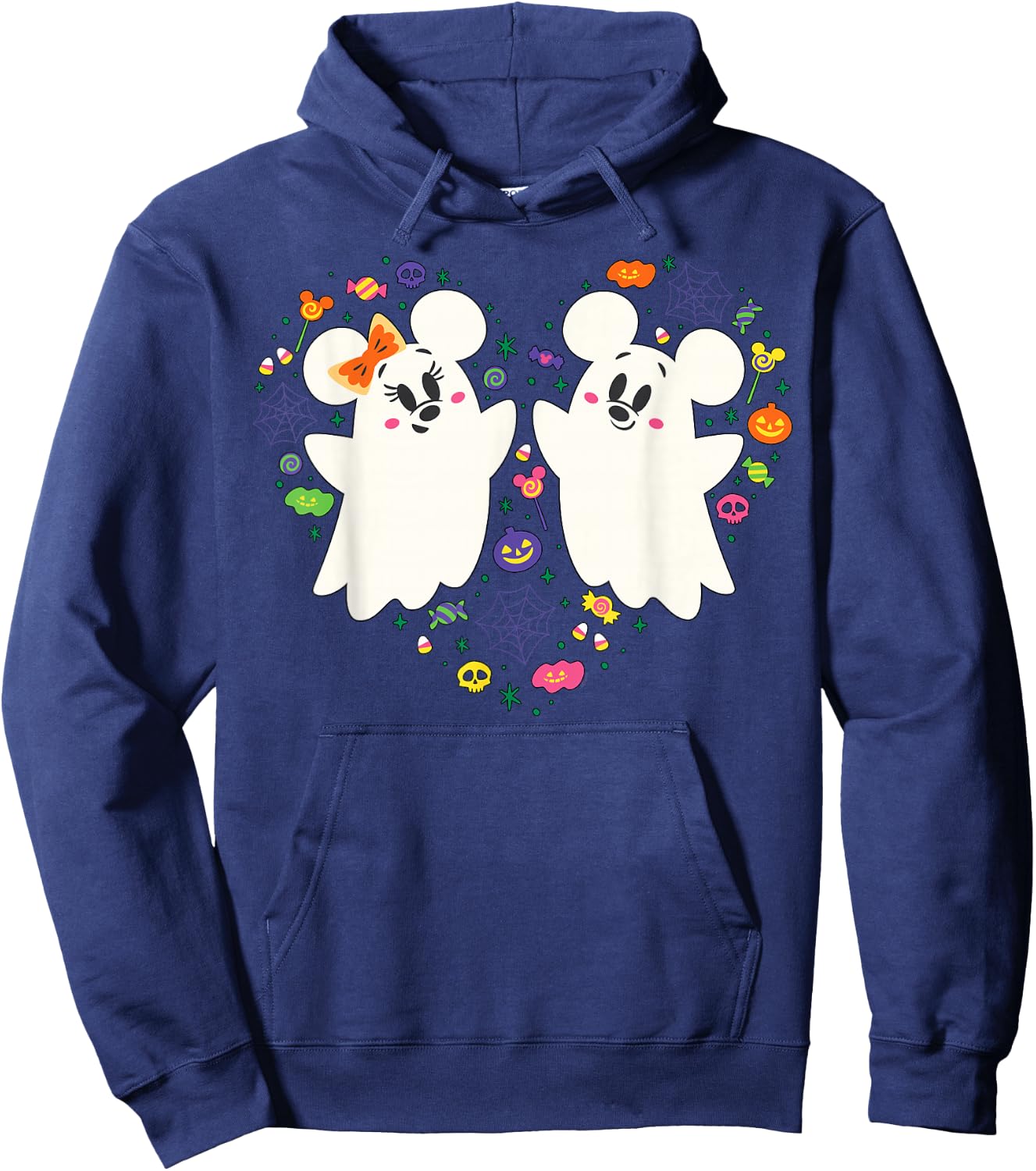 Disney Mickey and Minnie Cute Little Ghosts Halloween Heart Hoodie - Hoodie | Navy