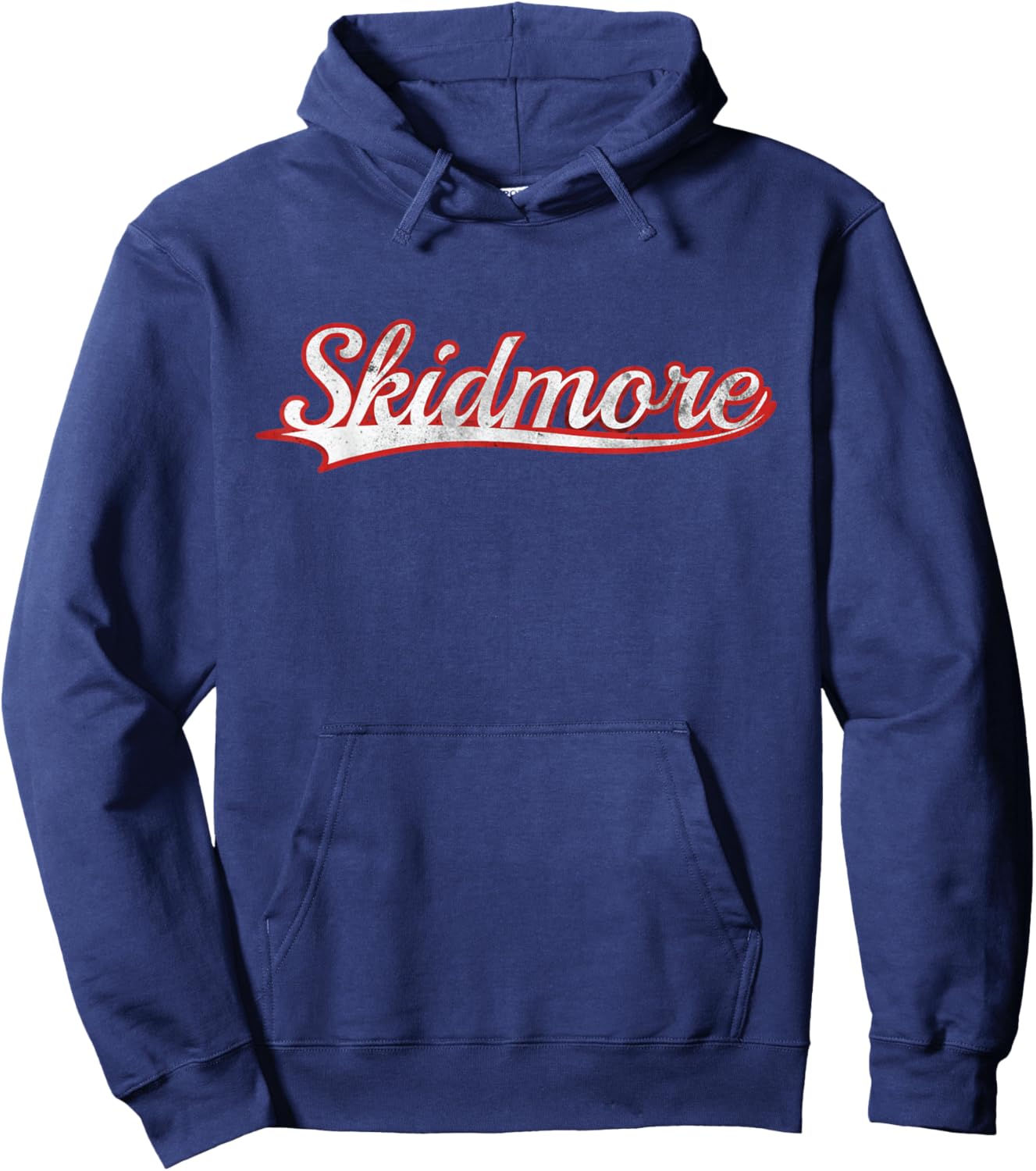 Skidmore New York Vintage Varsity Distressed Throwback Hoodie - Hoodie | Navy
