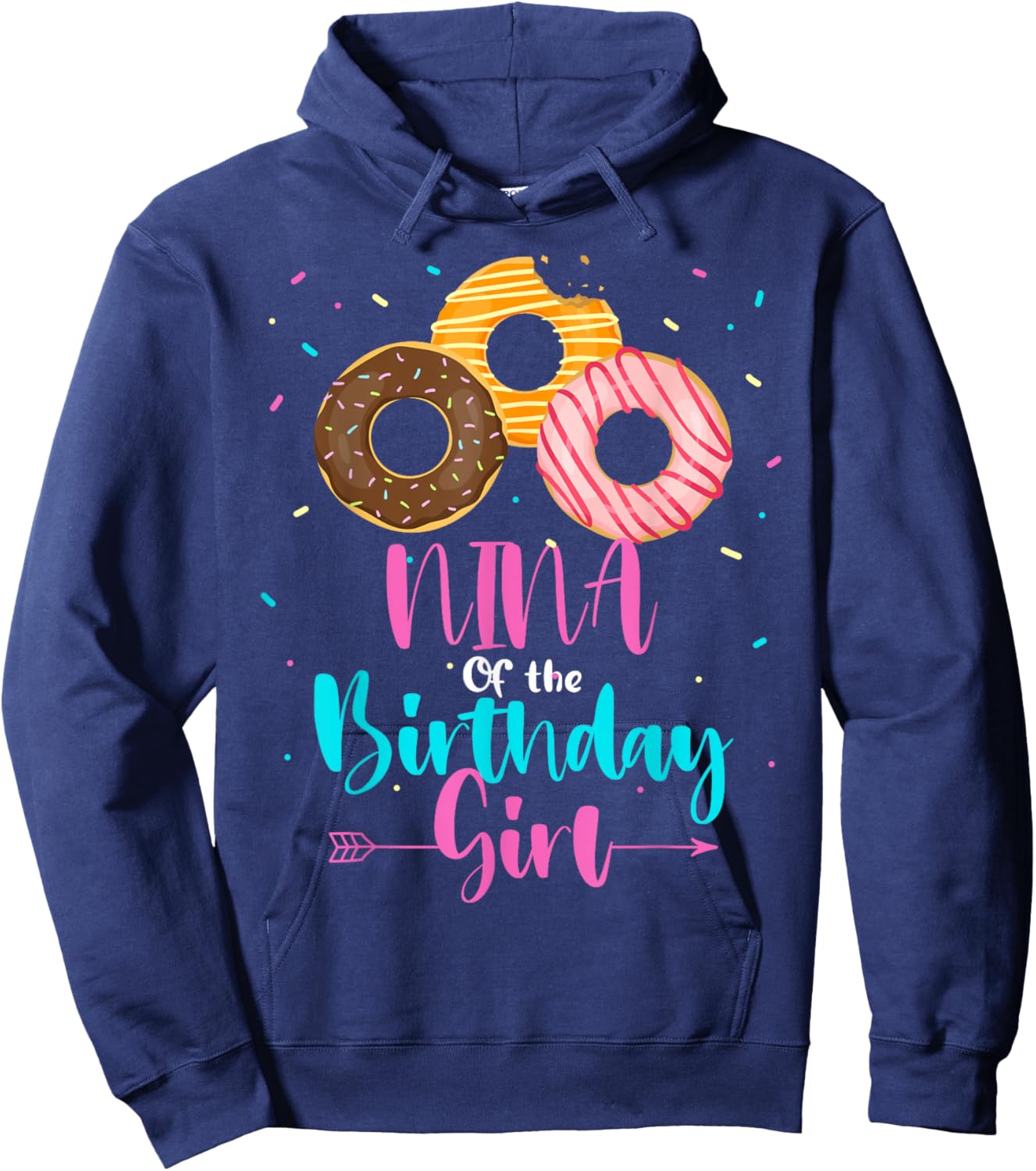 NINA Of The Birthday Girl Donut Matching Family Party Hoodie - Hoodie | Navy