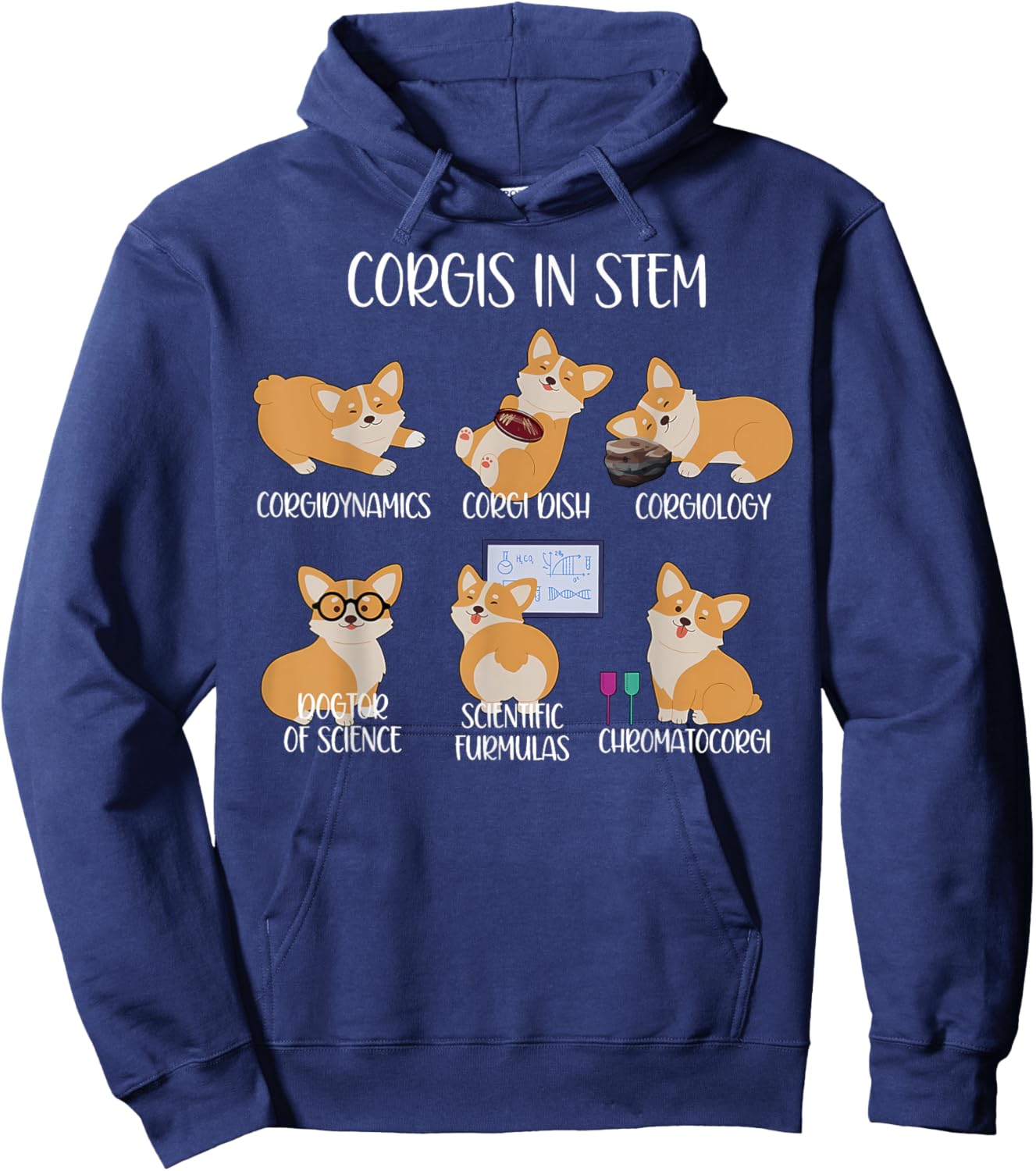 Funny Corgis In STEM Corgi Dog Lover Science Teacher Student Hoodie - Hoodie | Navy