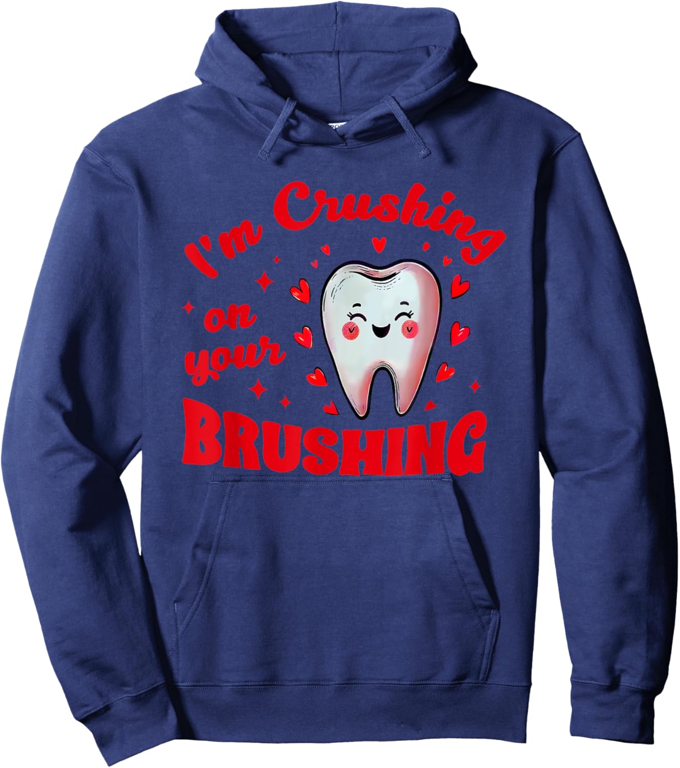 I'm Crushing On Your Brushing Cute 2024 -Adults Black Small Modern Classic U-Neck Short Sleeve Themed-Birthday Hoodie - Hoodie | Navy