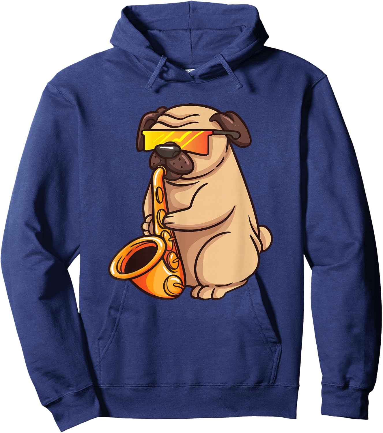Saxophone Player Pug Jazz Band Music And Dog Lovers Gift Hoodie - Hoodie | Navy