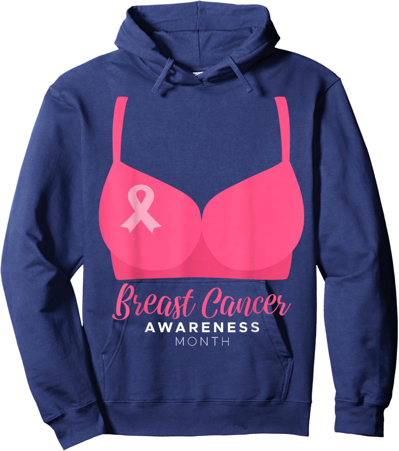 BRA Breast Cancer Awareness Month Wear Pink Ribbon October Hoodie - Hoodie | Navy