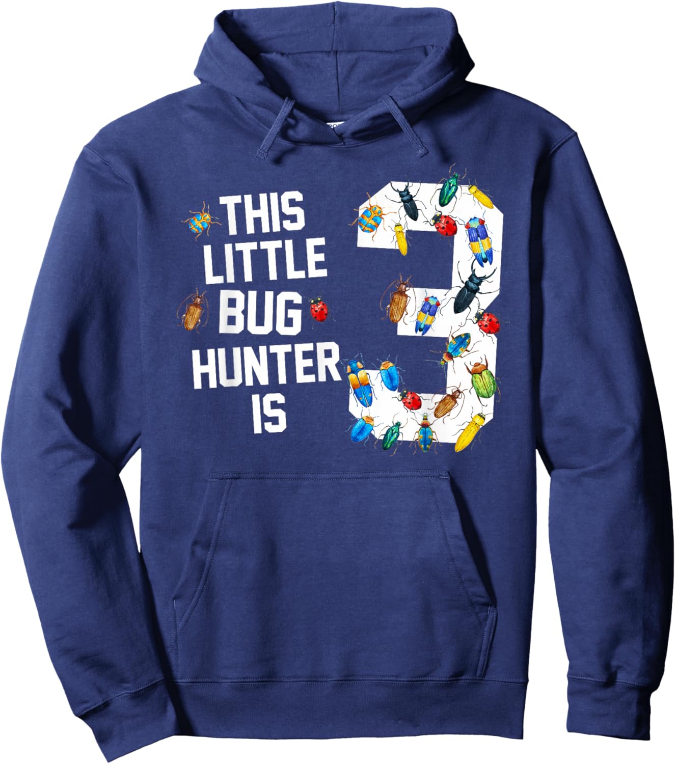 This Little Bug Hunter Is 3 Ladybug 3rd Birthday Boy Girl Hoodie - Hoodie | Navy