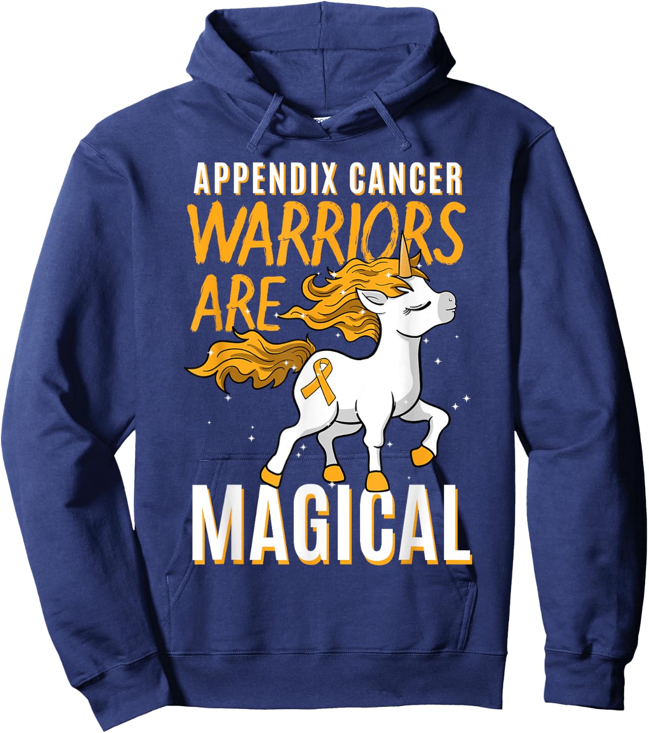 Appendix Cancer Awareness Supporter Fighter Unicorn Lover Hoodie - Hoodie | Navy