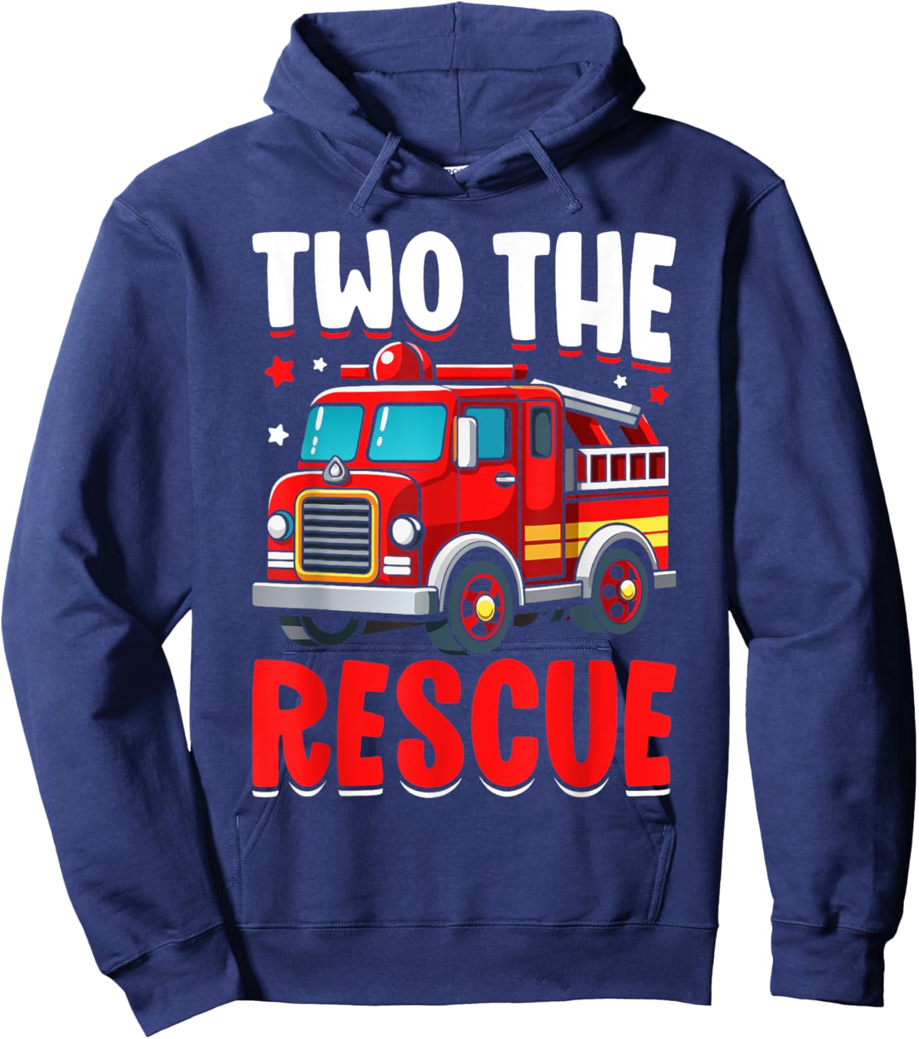 Two The Rescue Funny Firefighter 2nd Birthday Two Years Old Hoodie - Hoodie | Navy
