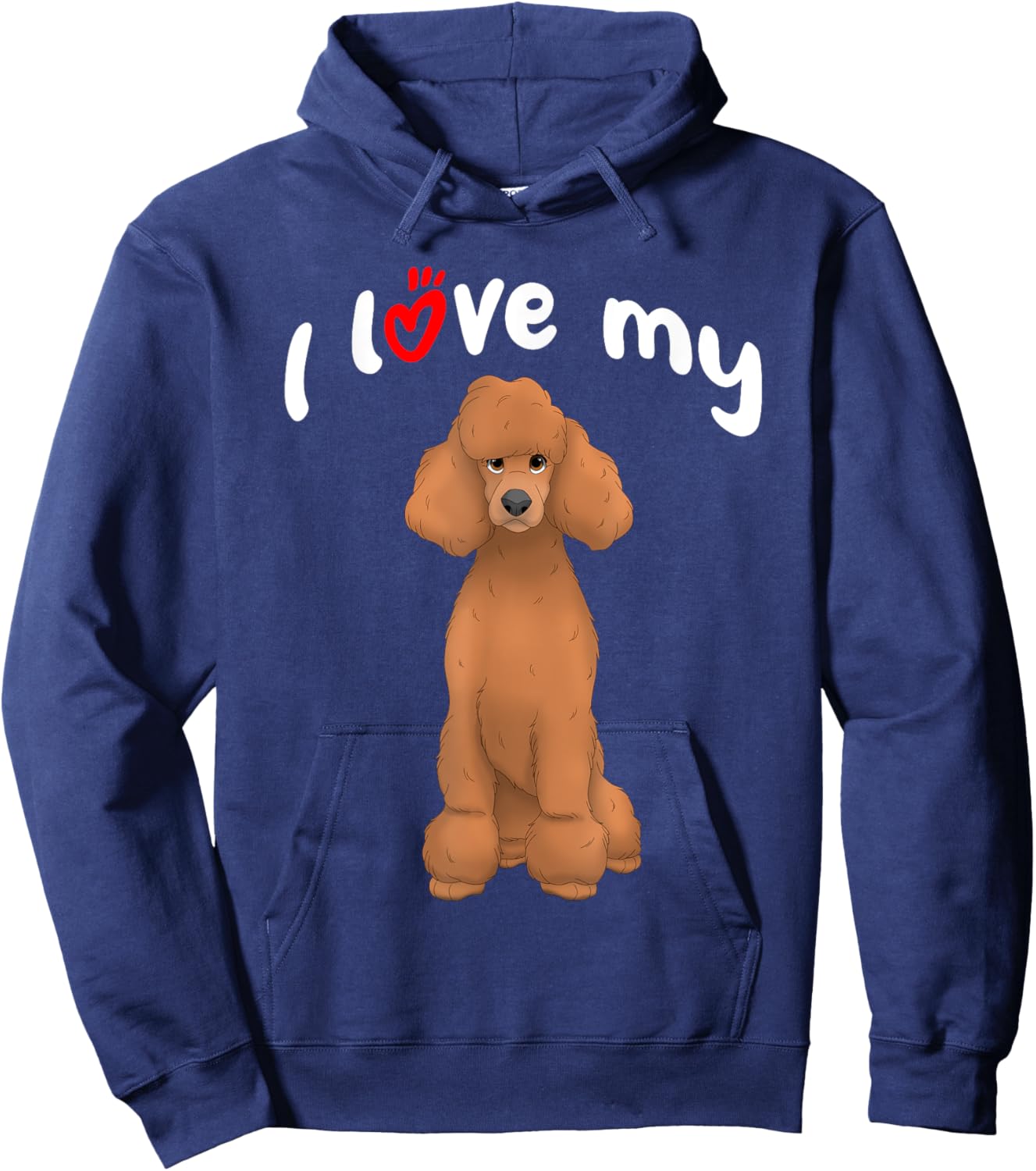 I Love My Red Standard Poodle Dog Hoodie - Hoodie | Navy