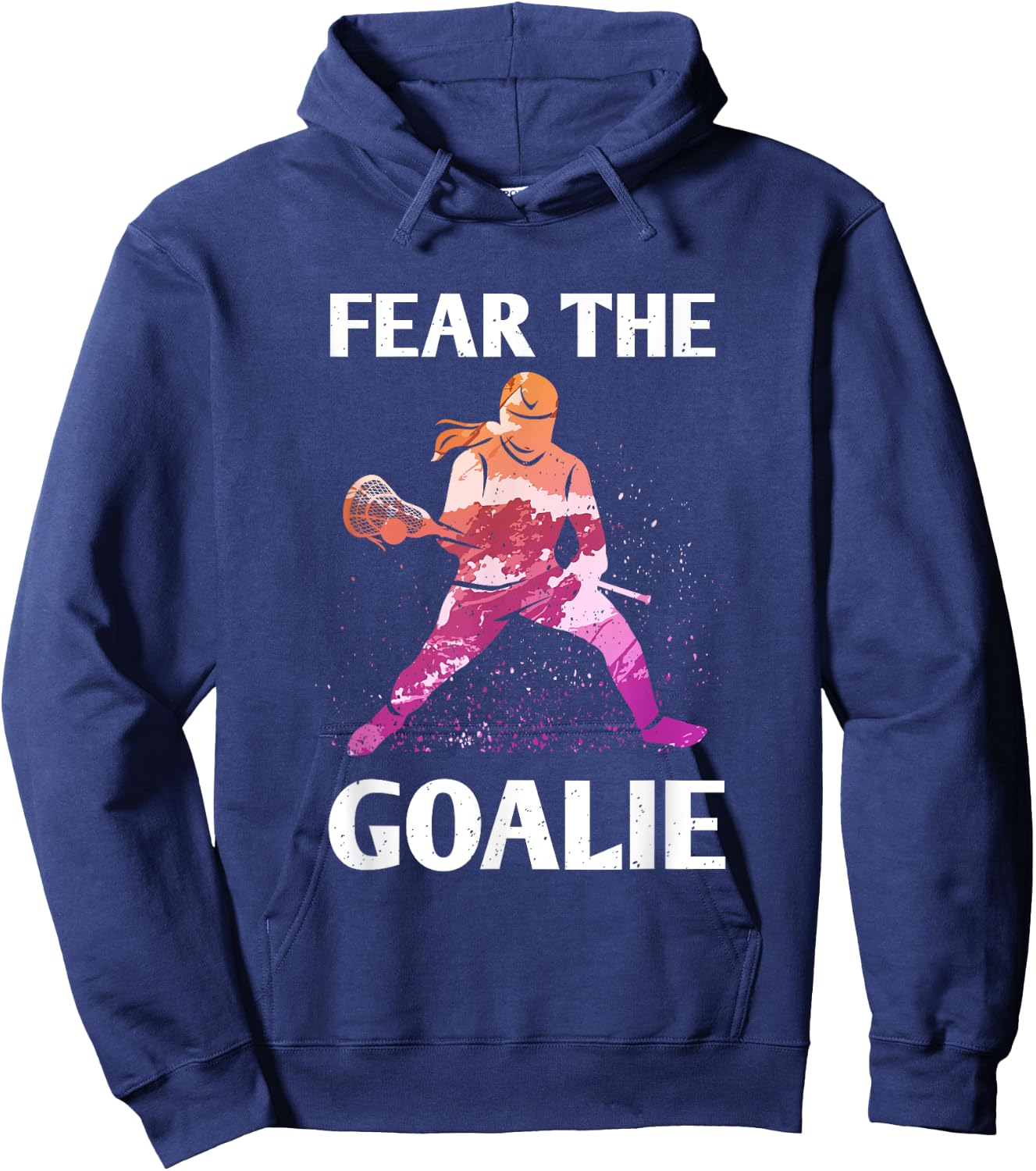 Fear the Goalie Lacrosse Stick & Helmet Women & Girls Hoodie - Hoodie | Navy