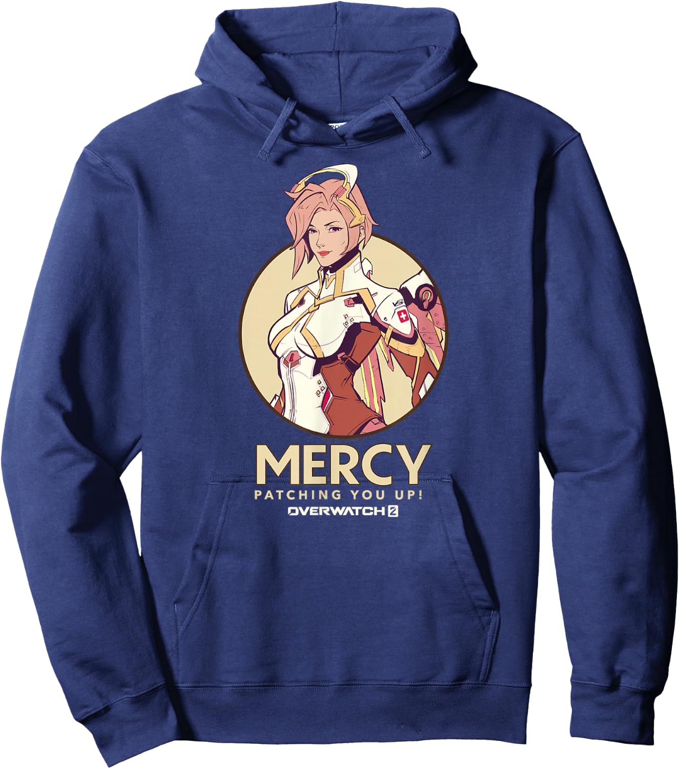 Overwatch 2 Mercy Patching You Up Nurse Icon Circle Hoodie - Hoodie | Navy